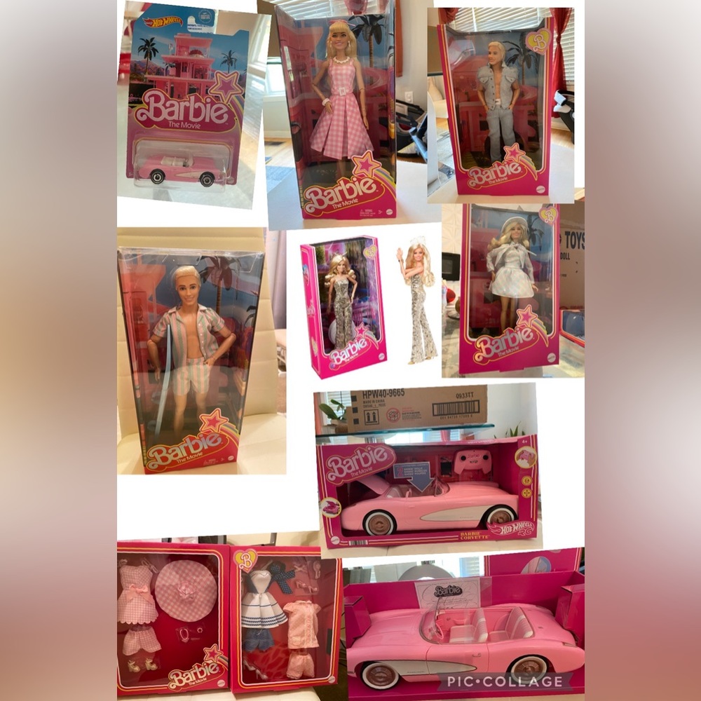 Barbie the movie collection 3 Barbie’s, 2 Ken, 3 cars and one outfit of 3 sets.